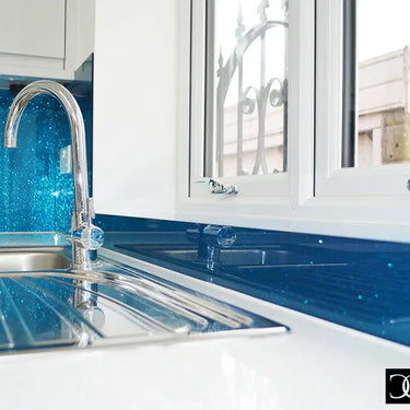100% Fine Sparkle – Sapphire Blue Splashback - Bespoke