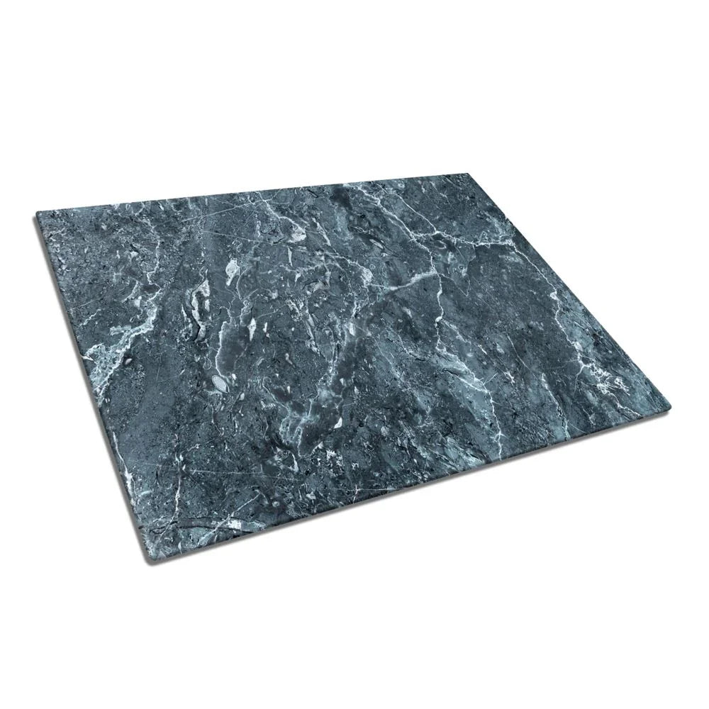 Blue Grey Marble Texture Glass Chopping Board and Worktop - CreoGlass®