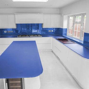 Blue Horizon Plain Colour 10mm Glass Worktop - CreoGlass®