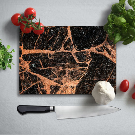 Copper Marble Texture Glass Chopping Board and Worktop