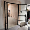 Elegance Grid – Double Hinged Glass Door with Handle and Frame – internal steel and glass door, photo 2