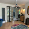 Linear View – Double Hinged Glass Door with 2 side panels, Latch and Frame – internal steel and glass door, photo 1