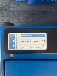 PRODIM Proliner 8X measuring tool with serial number label on blue casing