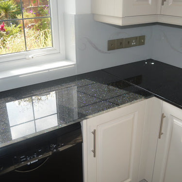100% Luxury Jet Black 10mm Glass Worktop - CreoGlass®