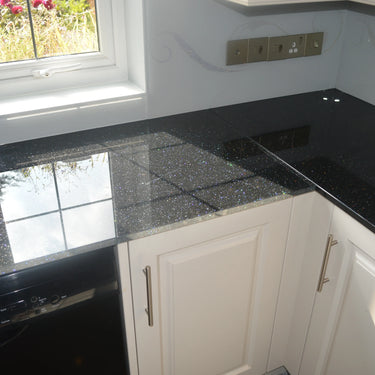 100% Luxury Jet Black 10mm Glass Worktop - CreoGlass®