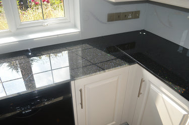 100% Luxury Jet Black 10mm Glass Worktop - CreoGlass®