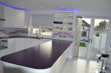 100% Luxury Purple Haze 10mm Glass Worktop - CreoGlass®