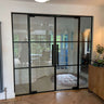 Vista Frame – Double Hinged Glass Door with 2 side panels, Latch and Frame – internal steel and glass door, photo 2
