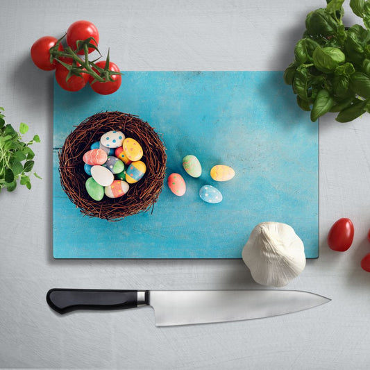 Easter Theme Glass Chopping Board and Worktop