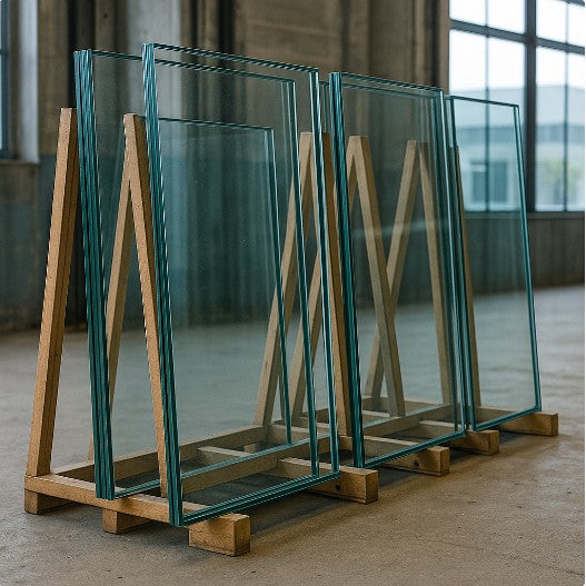Finished glass panels ready for installation
