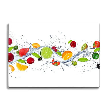 Flying Fruits in Water Glass Chopping Board and Placemat - CreoGlass®