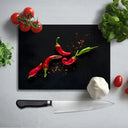 Flying Red Chillies Glass Chopping Board and Placemat - CreoGlass®