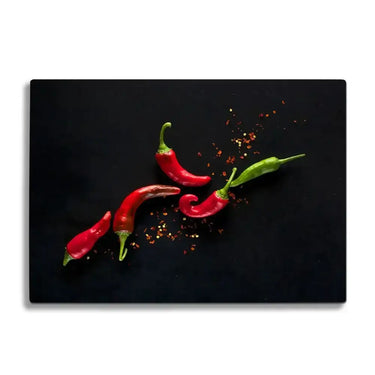 Flying Red Chillies Glass Chopping Board and Placemat - CreoGlass®