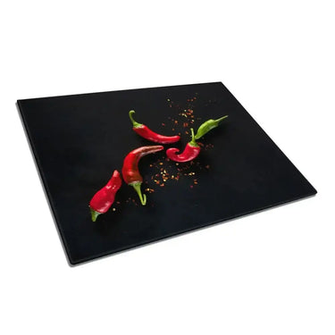 Flying Red Chillies Glass Chopping Board and Placemat - CreoGlass®