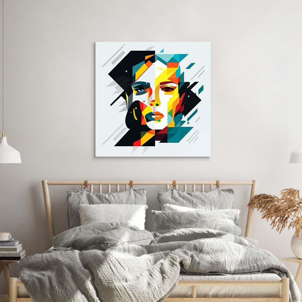 Geometric Female Portrait Glass Wall Art - DIY - CreoGlass®