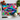 Colorful graffiti-style lips on a chopping board with knife, tomatoes, garlic, and herbs nearby