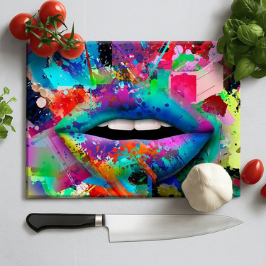 Graffiti Coloured Lips Chopping Board and Placemat