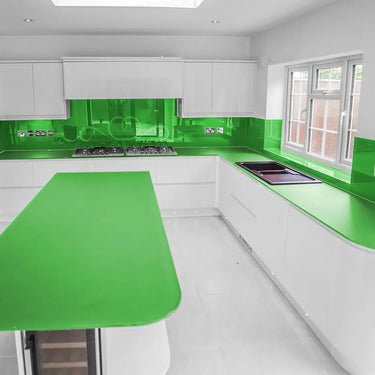 Moss Drift Plain Colour 10mm Glass Worktop - CreoGlass®