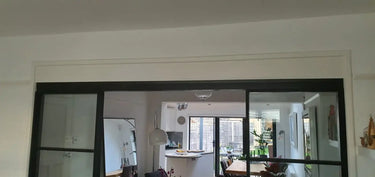 Modern Edge – Double Sliding Glass Door with Two Side Panels – PMF - CreoGlass®