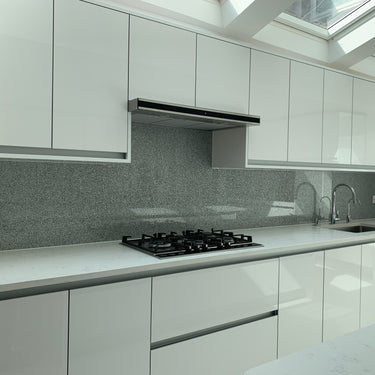 100% Fine Sparkle – Platinum Silver Splashback - Bespoke