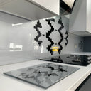 Black Pixel Stencil - Metallic Splashback - Bespoke - CreoGlass®