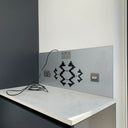Black Pixel Stencil - Metallic Splashback - Bespoke - CreoGlass®