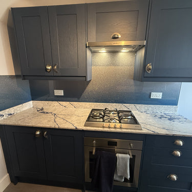 100% Fine Sparkle – Midnight Blue Splashback - Bespoke