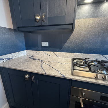 100% Fine Sparkle – Midnight Blue Splashback - Bespoke