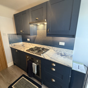 100% Fine Sparkle – Midnight Blue Splashback - Bespoke