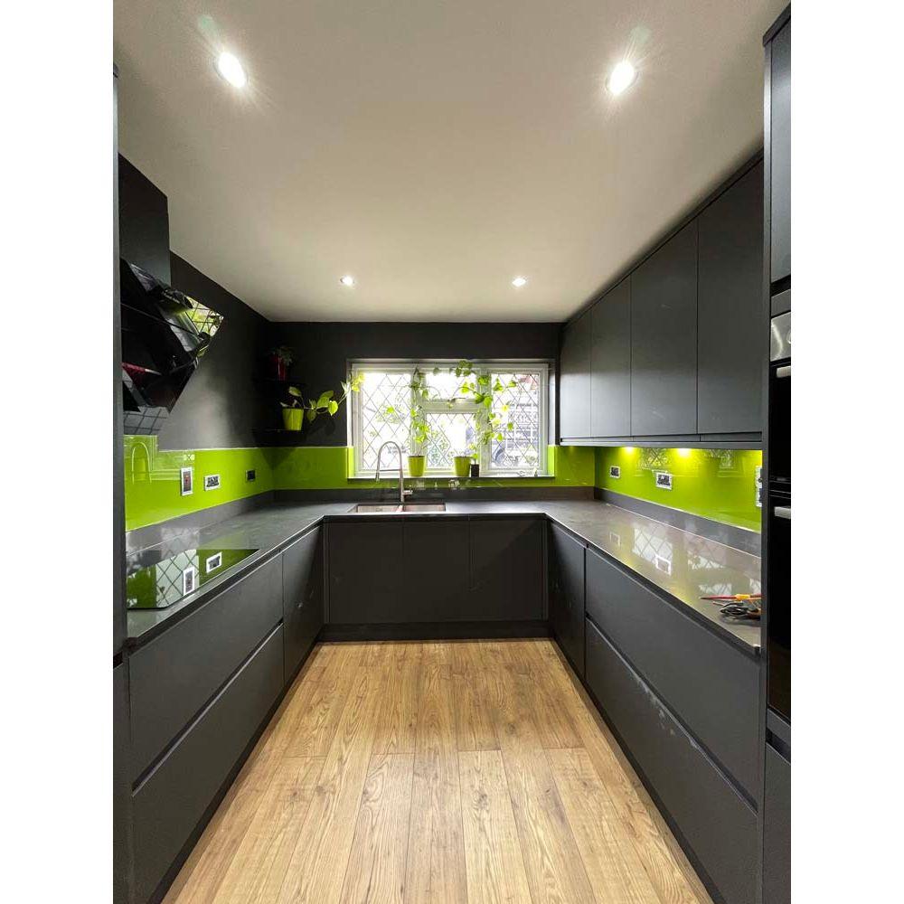 Lime Green Colour Glass Splashback - Bespoke - CreoGlass®