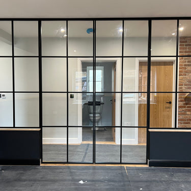 Industrial Edge – Double Hinged Glass Door with 2 side panels, Latch and Frame – PMF