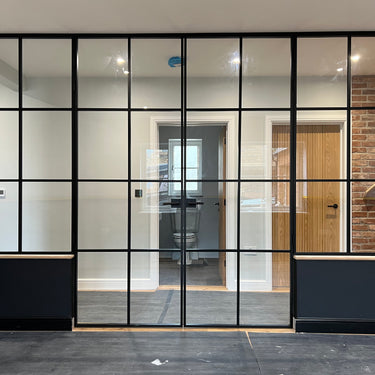 Industrial Edge – Double Hinged Glass Door with 2 side panels, Latch and Frame – PMF