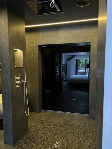 Midnight Black – Single Sliding Glass Door – Frameless - CreoGlass®