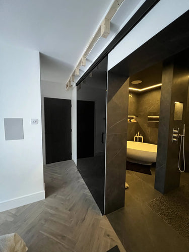 Midnight Black – Single Sliding Glass Door – Frameless - CreoGlass®
