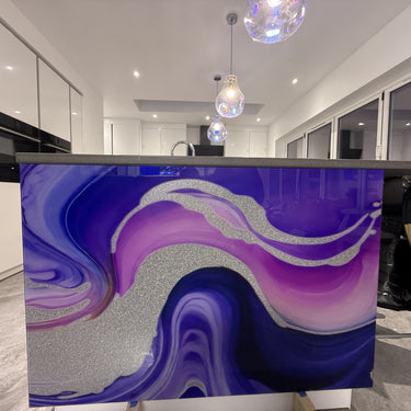 "Novara" - Purple and Pink - Liquid Ink Extra Splashback - Bespoke - CreoGlass®