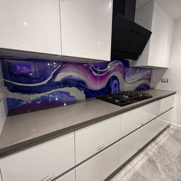 "Novara" - Purple and Pink - Liquid Ink Extra Splashback - Bespoke - CreoGlass®