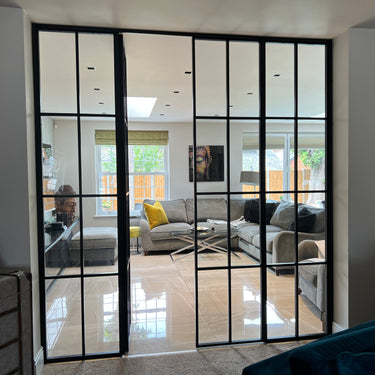 Studio Grid – Double Hinged Glass Door with 2 side panels, Handle and Frame – PMF