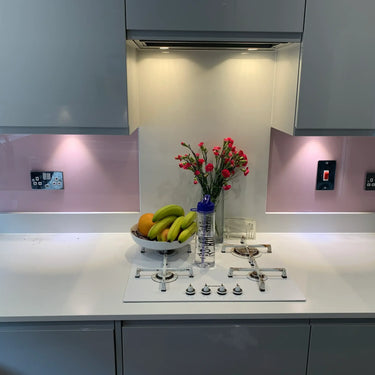 Powder Pink Colour Glass Splashback – Bespoke - CreoGlass®