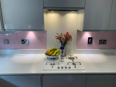 Powder Pink Colour Glass Splashback – Bespoke - CreoGlass®