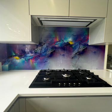 Radiant Rift – Abstract Printed Splashback – Bespoke - CreoGlass®