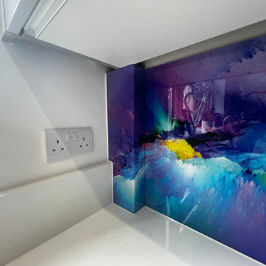 Radiant Rift – Abstract Printed Splashback – Bespoke - CreoGlass®