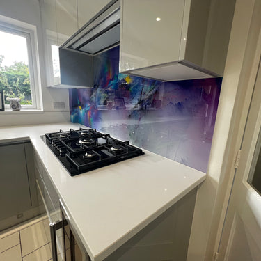 Radiant Rift – Abstract Printed Splashback – Bespoke - CreoGlass®