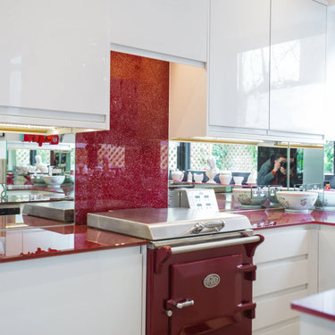 100% Luxury Crimson Sparkle 10mm Glass Worktop - CreoGlass®