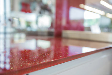 100% Luxury Crimson Sparkle 10mm Glass Worktop - CreoGlass®
