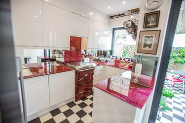 100% Luxury Crimson Sparkle 10mm Glass Worktop - CreoGlass®