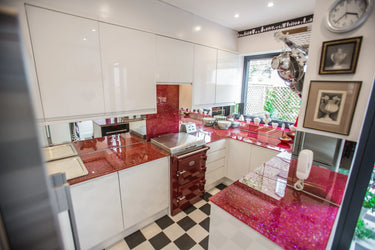 100% Luxury Crimson Sparkle 10mm Glass Worktop - CreoGlass®