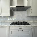 Herringbone Grey Printed Glass Splashback - Bespoke - CreoGlass®
