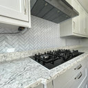 Herringbone Grey Printed Glass Splashback - Bespoke - CreoGlass®