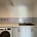 Herringbone Grey Printed Glass Splashback - Bespoke - CreoGlass®