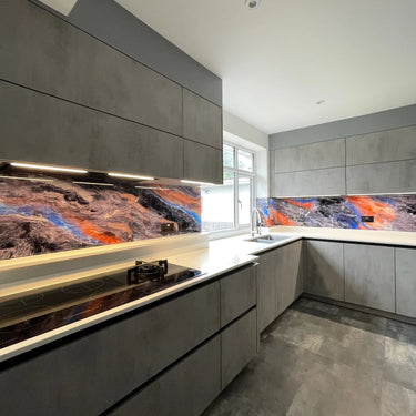 Quantum Flare – Abstract Printed Splashback – Bespoke - CreoGlass®